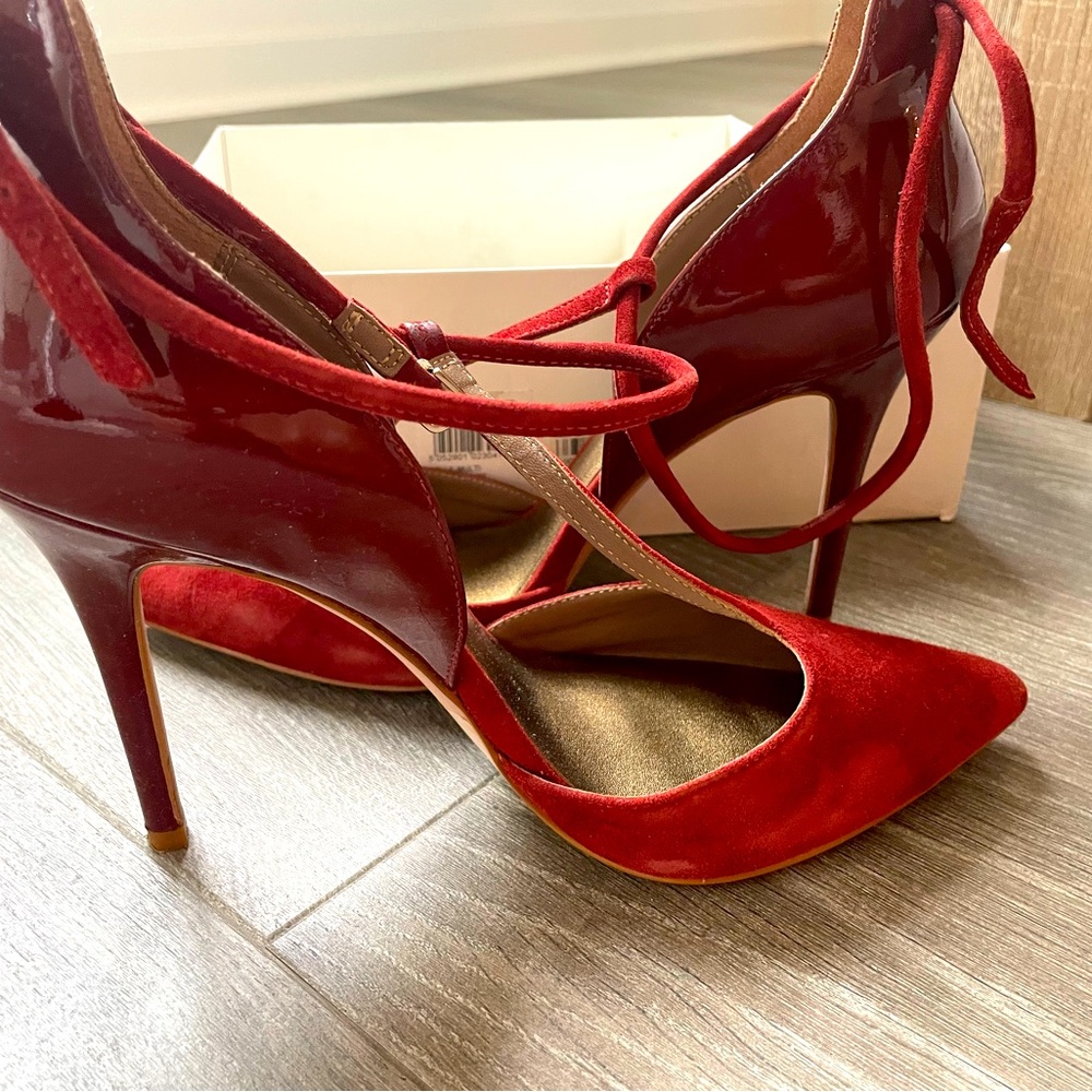 Reiss suede/patent leather heels